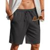 imageCOOFANDY Mens Linen Shorts Casual Beach Shorts 9 inch Inseam Elastic Waist Drawstring Summer ShortsDark Gray