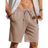 imageCOOFANDY Mens Linen Shorts Casual Beach Shorts 9 inch Inseam Elastic Waist Drawstring Summer ShortsKhaki