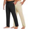 imageCOOFANDY Mens Yoga Sweatpants Lightweight Open Bottom Lounge Pants Casual Drawstring Sweat Pants with Pockets2 Pack BlackKhaki
