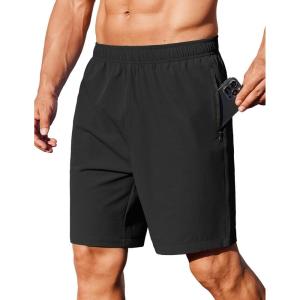 imageCOOFANDY Mens Gym Workout Athletic Shorts Running Jogger Quick Dry Lightweight Shorts with Zipper PocketsBlack