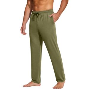 imageCOOFANDY Mens Yoga Sweatpants Lightweight Open Bottom Lounge Pants Casual Drawstring Sweat Pants with PocketsArmy Green