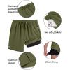 imageCOOFANDY Mens 2 in 1 Running Shorts 2 Pack Athletic Shorts Quick Dry Gym Training Workout Shorts with PocketsBlackArmy Green