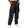 imageCOOFANDY Mens Baggy Cargo Pants Trendy Casual Parachute Pant Loose Fit Harem Joggers with PocketsBlack