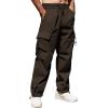imageCOOFANDY Mens Baggy Cargo Pants Trendy Casual Parachute Pant Loose Fit Harem Joggers with PocketsBrown