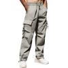 imageCOOFANDY Mens Baggy Cargo Pants Trendy Casual Parachute Pant Loose Fit Harem Joggers with PocketsLight Grey