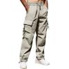 imageCOOFANDY Mens Baggy Cargo Pants Trendy Casual Parachute Pant Loose Fit Harem Joggers with PocketsLight Khaki