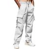 imageCOOFANDY Mens Baggy Cargo Pants Trendy Casual Parachute Pant Loose Fit Harem Joggers with PocketsWhite