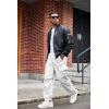 imageCOOFANDY Mens Baggy Cargo Pants Trendy Casual Parachute Pant Loose Fit Harem Joggers with PocketsWhite