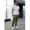 imageCOOFANDY Mens Casual Joggers Pants Cotton Elastic Waist Drawstring Chino Pants Hiking Outdoor Track SweatpantsArmy Green