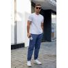 imageCOOFANDY Mens Casual Joggers Pants Cotton Elastic Waist Drawstring Chino Pants Hiking Outdoor Track SweatpantsBlue