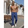 imageCOOFANDY Mens Casual Joggers Pants Cotton Elastic Waist Drawstring Chino Pants Hiking Outdoor Track SweatpantsBlue