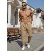 imageCOOFANDY Mens Casual Joggers Pants Cotton Elastic Waist Drawstring Chino Pants Hiking Outdoor Track SweatpantsKhaki