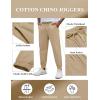 imageCOOFANDY Mens Casual Joggers Pants Cotton Elastic Waist Drawstring Chino Pants Hiking Outdoor Track SweatpantsLight Khaki