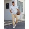 imageCOOFANDY Mens Casual Joggers Pants Cotton Elastic Waist Drawstring Chino Pants Hiking Outdoor Track SweatpantsLight Khaki