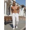 imageCOOFANDY Mens Casual Joggers Pants Cotton Elastic Waist Drawstring Chino Pants Hiking Outdoor Track SweatpantsWhite