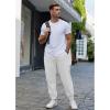 imageCOOFANDY Mens Casual Joggers Pants Cotton Elastic Waist Drawstring Chino Pants Hiking Outdoor Track SweatpantsWhite