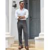 imageCOOFANDY Mens Classic Casual Dress Pants Expandable Waist Suit Pant Slim Fit Flat Front SlacksDark Gery