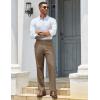 imageCOOFANDY Mens Classic Casual Dress Pants Expandable Waist Suit Pant Slim Fit Flat Front SlacksGrey Brown