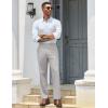imageCOOFANDY Mens Classic Casual Dress Pants Expandable Waist Suit Pant Slim Fit Flat Front SlacksLight Grey