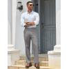 imageCOOFANDY Mens Classic Casual Dress Pants Expandable Waist Suit Pant Slim Fit Flat Front SlacksMoon Grey
