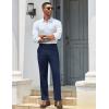 imageCOOFANDY Mens Classic Casual Dress Pants Expandable Waist Suit Pant Slim Fit Flat Front SlacksNavy Blue