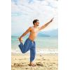 imageCOOFANDY Mens Cotton Linen Harem Pants Drawstring Casual Cropped Trousers Lightweight Loose Beach Yoga Pants with PocketsDark Blue