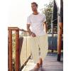 imageCOOFANDY Mens Cotton Linen Harem Pants Drawstring Casual Cropped Trousers Lightweight Loose Beach Yoga Pants with PocketsKhaki Pinstripes