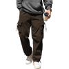imageCOOFANDY Mens Baggy Cargo Pants Trendy Casual Parachute Pant Loose Fit Harem Joggers with PocketsBrown