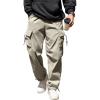 imageCOOFANDY Mens Baggy Cargo Pants Trendy Casual Parachute Pant Loose Fit Harem Joggers with PocketsLight Khaki