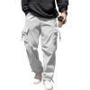 imageCOOFANDY Mens Baggy Cargo Pants Trendy Casual Parachute Pant Loose Fit Harem Joggers with PocketsWhite