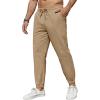 imageCOOFANDY Mens Casual Joggers Pants Cotton Elastic Waist Drawstring Chino Pants Hiking Outdoor Track SweatpantsKhaki