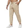 imageCOOFANDY Mens Casual Joggers Pants Cotton Elastic Waist Drawstring Chino Pants Hiking Outdoor Track SweatpantsLight Khaki