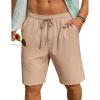 imageCOOFANDY Mens Casual Shorts 7 Inch Inseam Elastic Waist Drawstring Shorts Lightweight Quick Dry Summer Beach Board ShortsKhaki