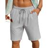 imageCOOFANDY Mens Casual Shorts 7 Inch Inseam Elastic Waist Drawstring Shorts Lightweight Quick Dry Summer Beach Board ShortsLight Grey