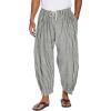 imageCOOFANDY Mens Cotton Linen Harem Pants Drawstring Casual Cropped Trousers Lightweight Loose Beach Yoga Pants with PocketsWhite Pinstripes