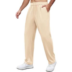 imageCOOFANDY Mens Casual Sweatpants Open Bottom Lounge Pants Lightweight Baggy Workout Yoga Track PantsBeige