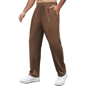 imageCOOFANDY Mens Casual Sweatpants Open Bottom Lounge Pants Lightweight Baggy Workout Yoga Track PantsBrown