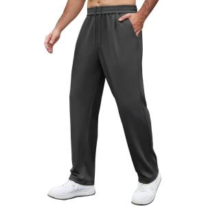 imageCOOFANDY Mens Casual Sweatpants Open Bottom Lounge Pants Lightweight Baggy Workout Yoga Track PantsDark Grey