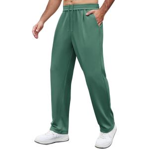imageCOOFANDY Mens Casual Sweatpants Open Bottom Lounge Pants Lightweight Baggy Workout Yoga Track PantsGreen