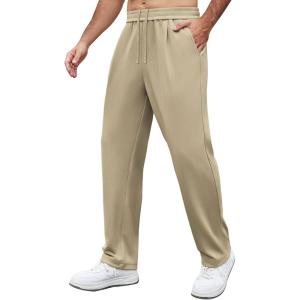 imageCOOFANDY Mens Casual Sweatpants Open Bottom Lounge Pants Lightweight Baggy Workout Yoga Track PantsKhaki