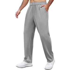 imageCOOFANDY Mens Casual Sweatpants Open Bottom Lounge Pants Lightweight Baggy Workout Yoga Track PantsLight Grey