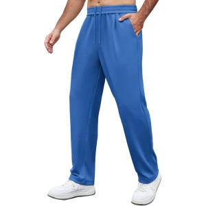 imageCOOFANDY Mens Casual Sweatpants Open Bottom Lounge Pants Lightweight Baggy Workout Yoga Track PantsRoyal Blue