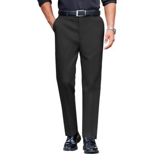 imageCOOFANDY Mens Classic Casual Dress Pants Expandable Waist Suit Pant Slim Fit Flat Front SlacksBlack