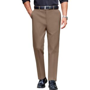 imageCOOFANDY Mens Classic Casual Dress Pants Expandable Waist Suit Pant Slim Fit Flat Front SlacksGrey Brown