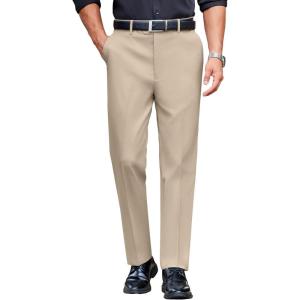 imageCOOFANDY Mens Classic Casual Dress Pants Expandable Waist Suit Pant Slim Fit Flat Front SlacksKhaki