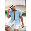 imageCOOFANDY Mens Button Down Short Sleeve Shirt Casual Shirts Summer Beach Textured Shirts with PocketBeau Blue