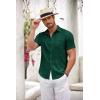 imageCOOFANDY Mens Button Down Short Sleeve Shirt Casual Shirts Summer Beach Textured Shirts with PocketDark Green