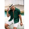 imageCOOFANDY Mens Button Down Short Sleeve Shirt Casual Shirts Summer Beach Textured Shirts with PocketDark Green