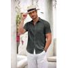 imageCOOFANDY Mens Button Down Short Sleeve Shirt Casual Shirts Summer Beach Textured Shirts with PocketDark Grey