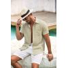 imageCOOFANDY Mens Button Down Short Sleeve Shirt Casual Shirts Summer Beach Textured Shirts with PocketDark Khaki